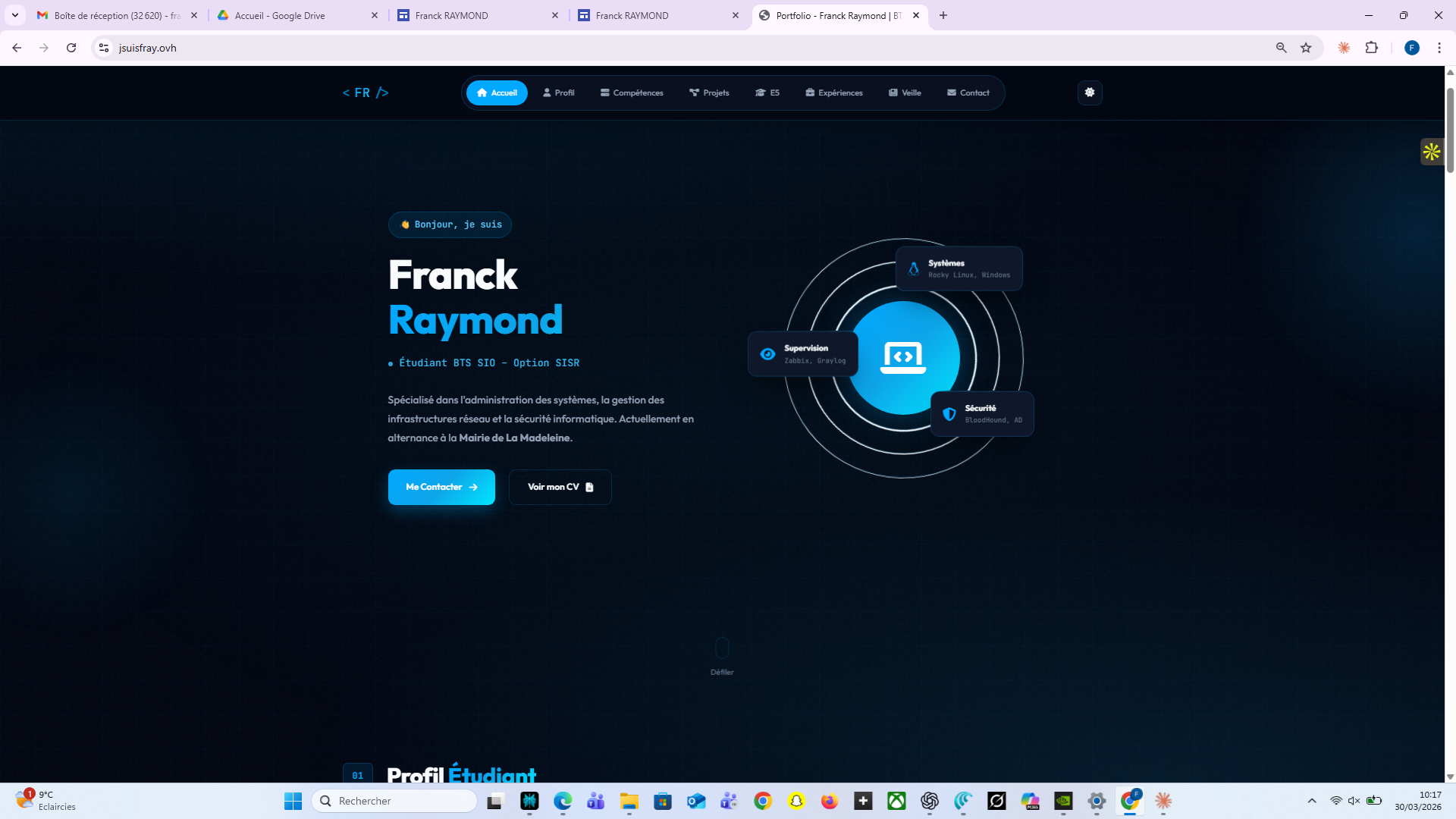 Page d'accueil du portfolio - Franck Raymond